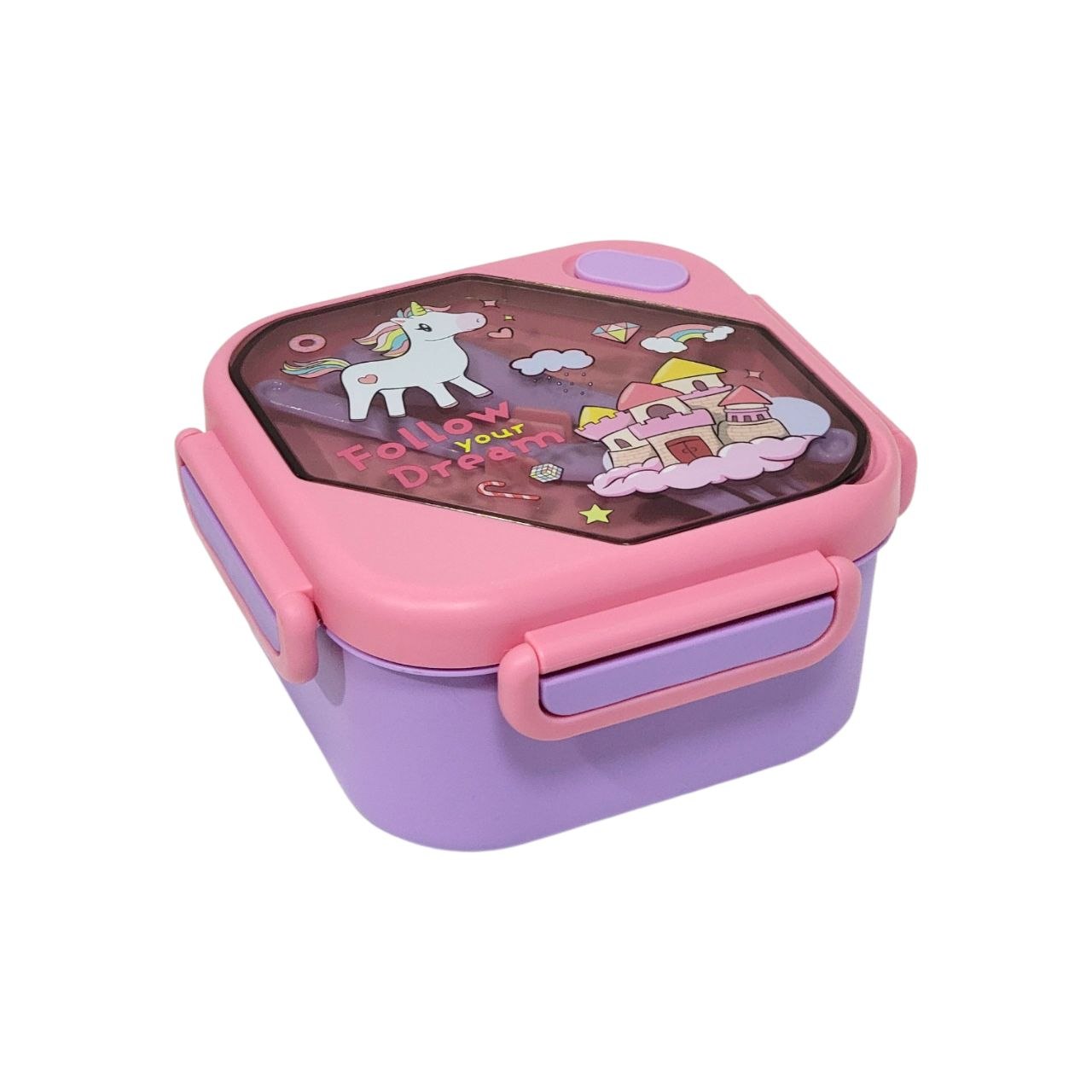 RECIPIENTE PANA PARA ALIMENTOS HERMETICA INFANTIL CON DISEÑO DE UNICORNIO 17X17X9CM