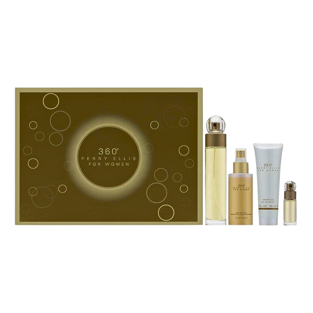SET PERRY ELLIS 360 FOR WOMEN EDT 100ML, MINI EDT 7.5ML, BODY MIST 118ML, SHOWER GEL 90ML (M)