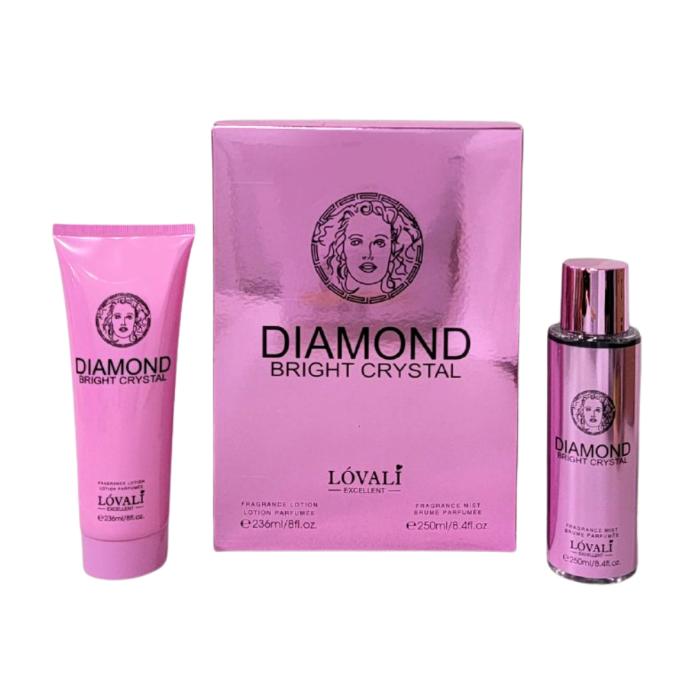 SET LOVALI DIAMOND BRIGHT CRYSTAL SPLASH 250ML, BODY LOTION 236ML (M)