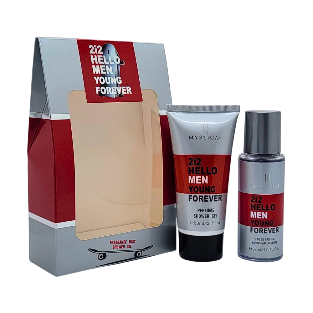 SET DE SPLASH PARA HOMBRE MYSTICAL 2i2 HELLO MEN YOUNG FOREVER SPLASH 88ML, BODY LOTION 80ML (H)