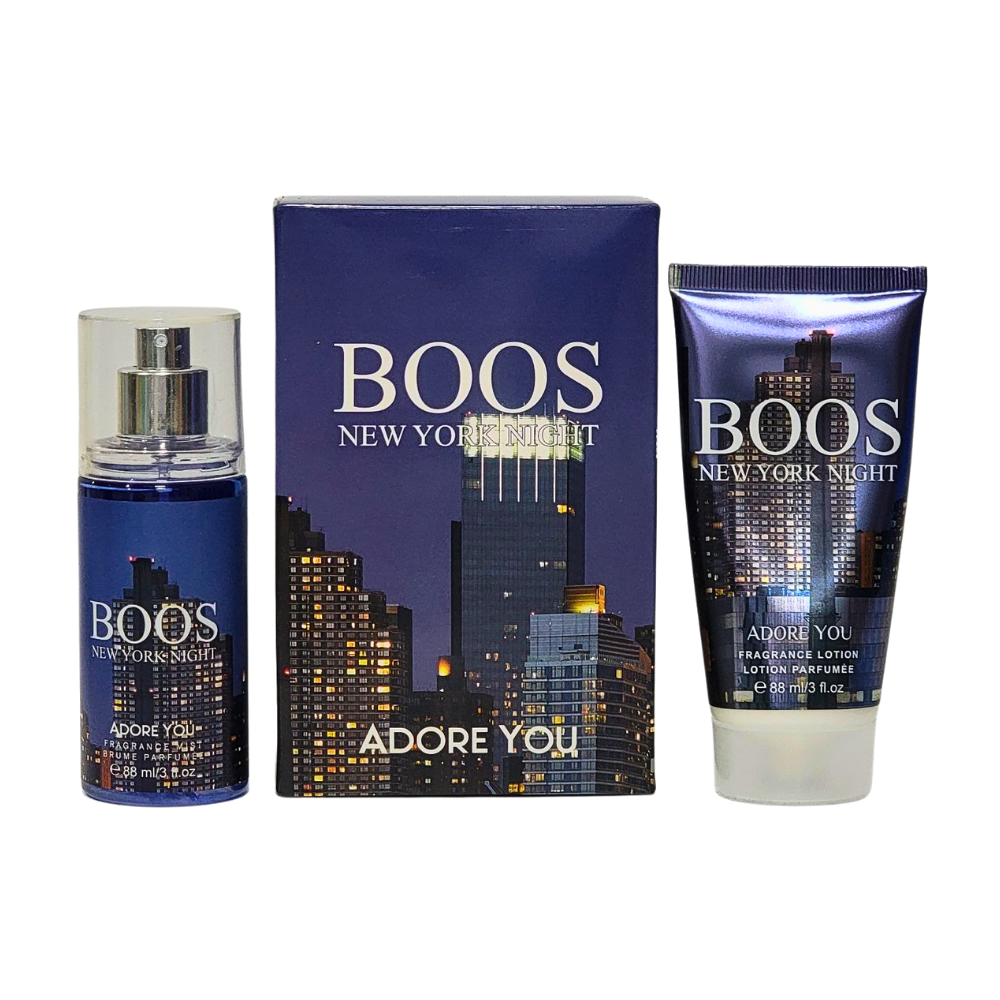 SET DE SPLASH PARA HOMBRE ADORE YOU BOOS NEW YORK NIGHT SPLASH 88ML, BODY LOTION 88ML (H)
