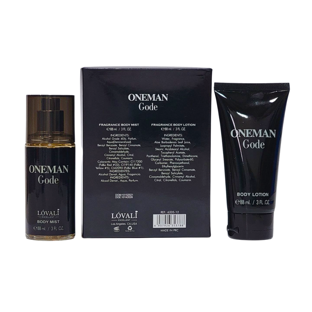 SET DE SPLASH PARA HOMBRE LOVALI ONEMAN GODE SPLASH 88ML, BODY LOTION 88ML (H)