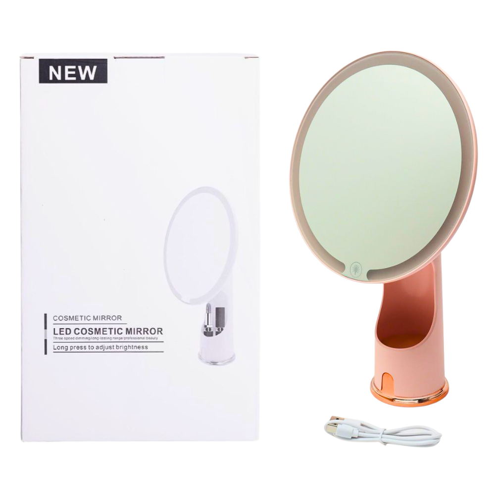 ESPEJO CON LUZ LED, IDEAL PARA MAQUILLAJE, 3 MODOS DE LUZ, LARGA DURACION ROSADO COSMETIC MIRROR