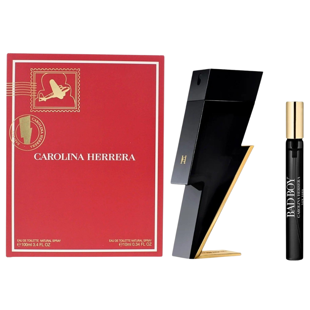 SET CAROLINA HERRERA BAD BOY EDT 100ML, EDT 10ML (H)