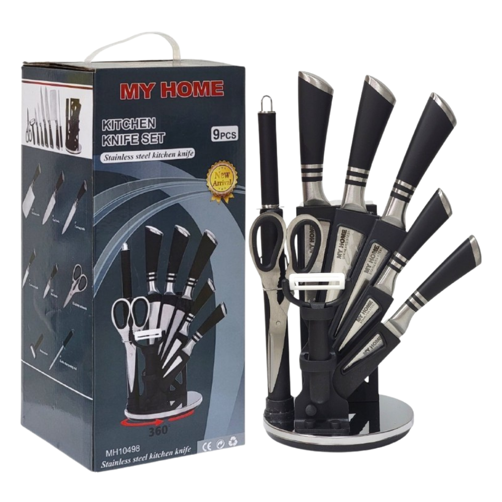 JUEGO DE CUCHILLOS DE COCINA, SET DE CUCHILLOS PROFESIONALES DE ACERO INOXIDABLE DE 9 PIEZAS MY HOME