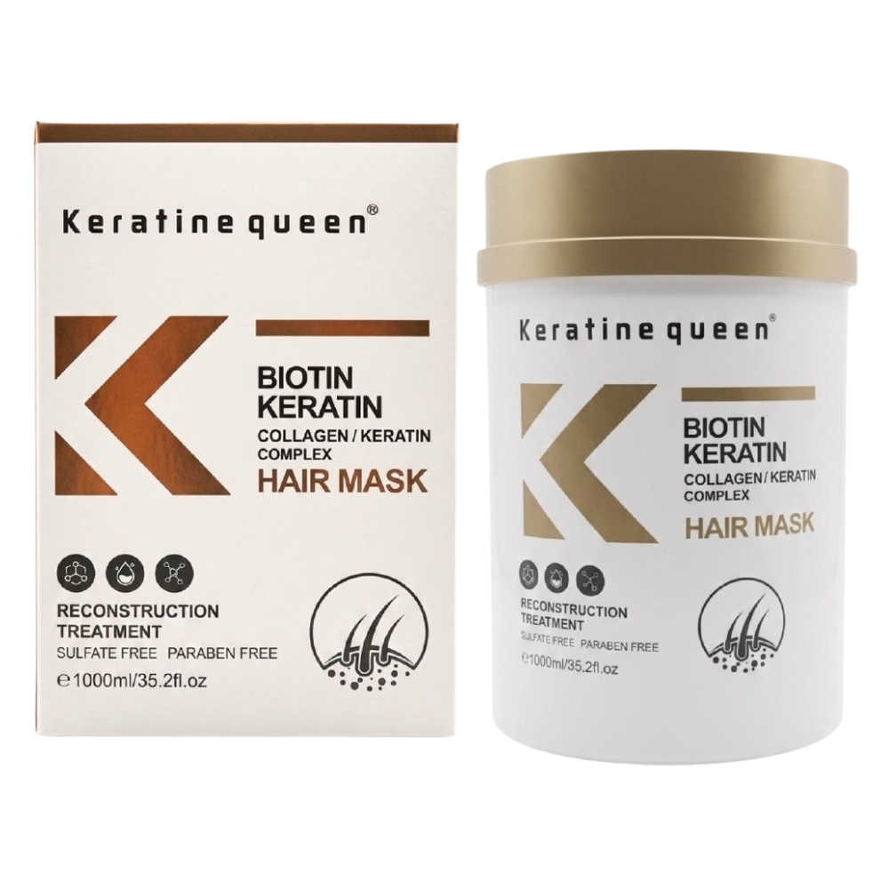 MASCARILLA PARA EL CABELLO DE CUIDADO INTENSIVO CON BIOTINA Y QUERATINA KERATINE QUEEN 1000ML