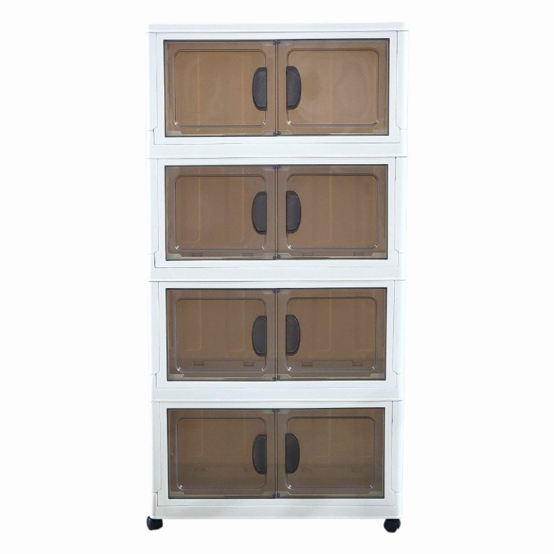 ORGANIZADOR DE ALMACENAMIENTO DE PUERTAS DOBLES CON RUEDAS DE 4 NIVELES 48.5X48X35CM