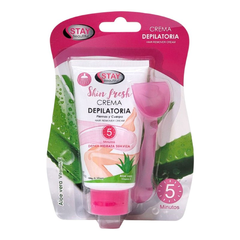 CREMA DEPILATORIA CORPORAL 3 EN 1 DEPILA HIDRATA Y SUAVIZA CON ALOE VERA Y VITAMINE E STAY BEAUTIFUL 150G