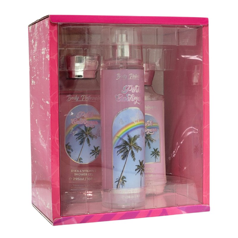 SET BODY PHILOSOPHY PINK CASHMERE SPLASH 250ML, CREMA CORPORAL 236ML, SHOWER GEL 295ML (M) DUPE BATH AND BODY PINK CASHMERE