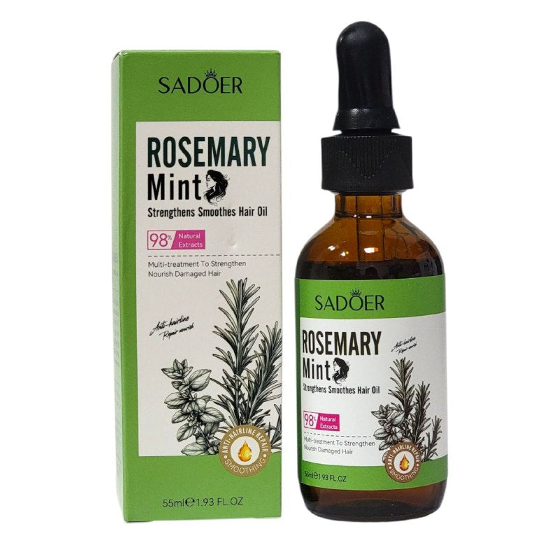 ACEITE PARA EL CABELLO FORTALECEDOR Y SUAVIZANTE CON EXTRACTO DE ROMERO Y MENTA SADOER 55ML