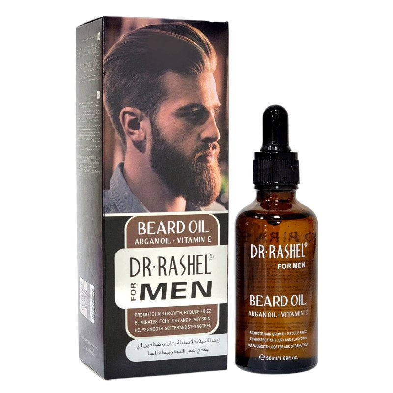 ACEITE PARA BARBA CON ARGAN VITAMINA E AGUACATE Y JOJOBA DR RASHEL 50ML