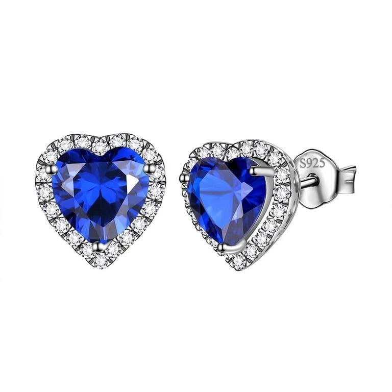 ARITOS PANDORA DE PLATA 9.25 FORMA CORAZON AZUL