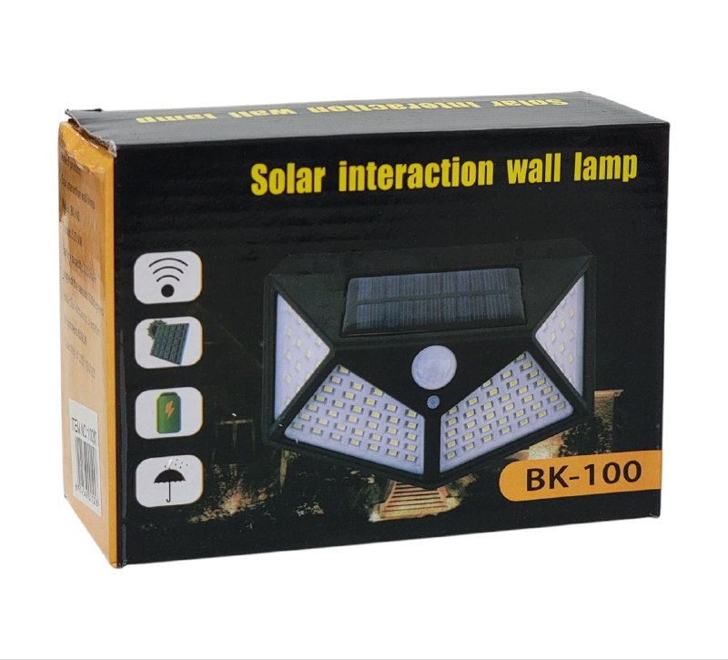 LUZ LED, LAMPARA SOLAR LUZ LED PARA EXTERIORES CON SENSOR DE MOVIMIENTO IMPERMEABLE SOLAR WALL BK-100