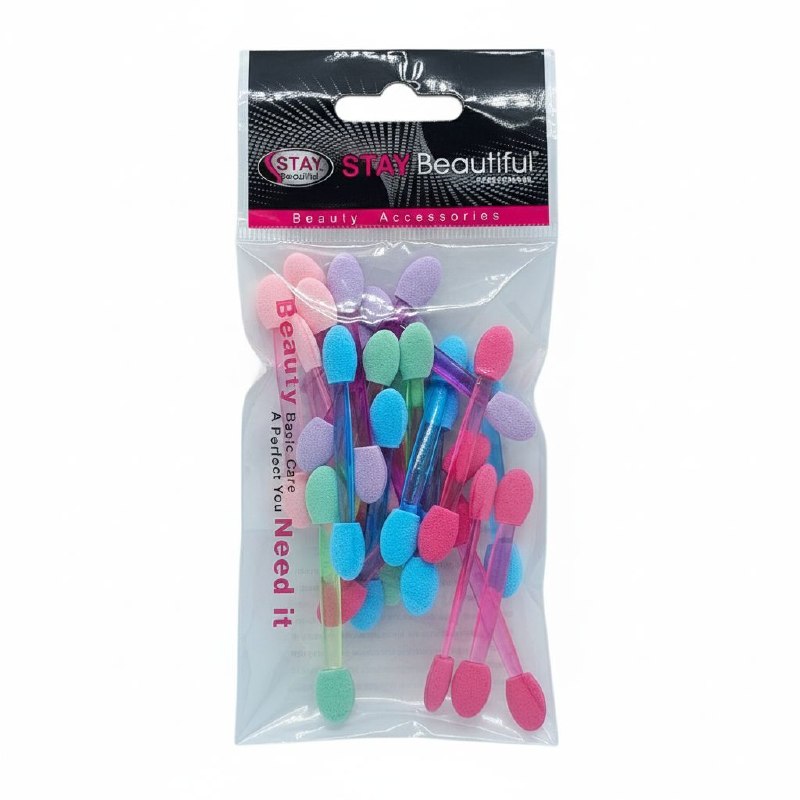 SET DE APLICADORES DE SOMBRAS DE OJOS DESECHABLES DE DOBLE PUNTA 25UND STAY BEAUTIFUL
