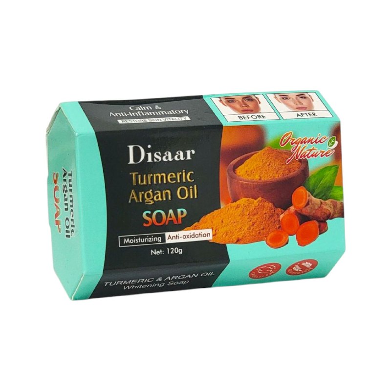 JABON FACIAL EN BARRA DE CURCUMA Y ACEITE DE ARGAN DISAAR 120G