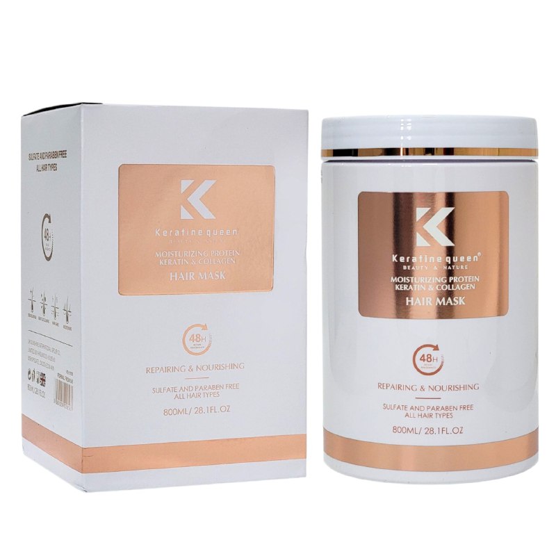 MASCARILLA PARA EL CABELLO HIDRATANTE CON PROTEINA QUERATINA Y COLAGENO KERATINE QUEEN 800ML