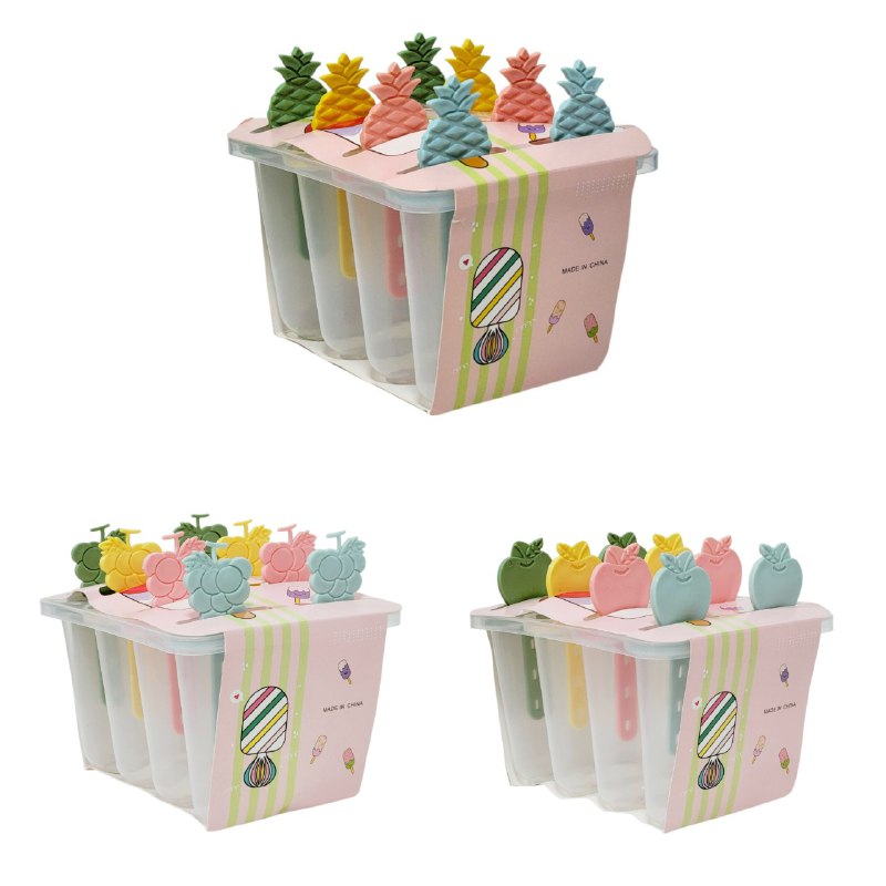 MOLDE DE PLASTICO PARA HACER PALETAS CON FORMAS DE FRUTAS, RESISTENTE Y DURADERO DE 8 ESPACIOS 13X15CM