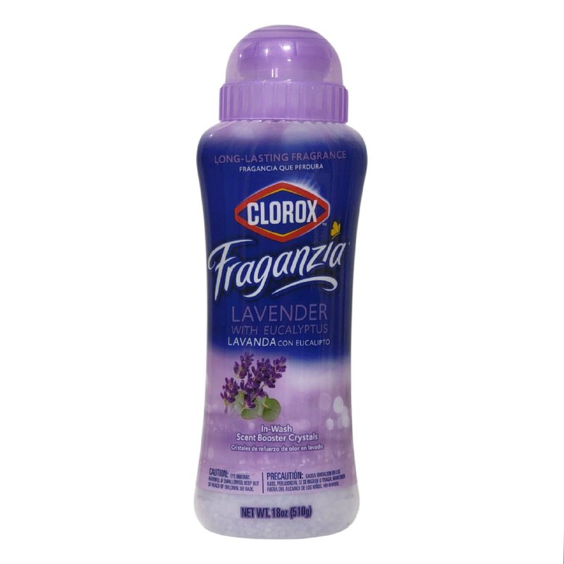 PERLAS AMBIENTADORAS PARA LAVAR ROPA POTENCIADOR DE AROMA A LAVANDA CON EUCALIPTO CLOROX FRAGANZIA 510G