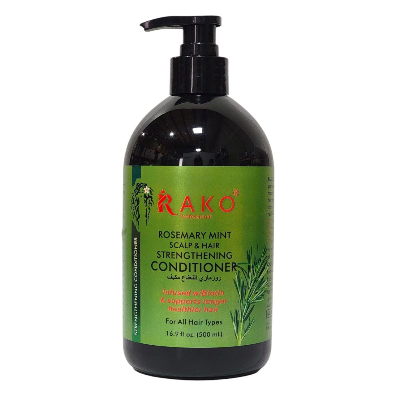 ACONDICIONADOR DE ROMERO Y MENTA, FORTALECEDOR DEL CUERO CABELLUDO, DA FUERZA E HIDRATACION AL CABELLO RAKO 500ML