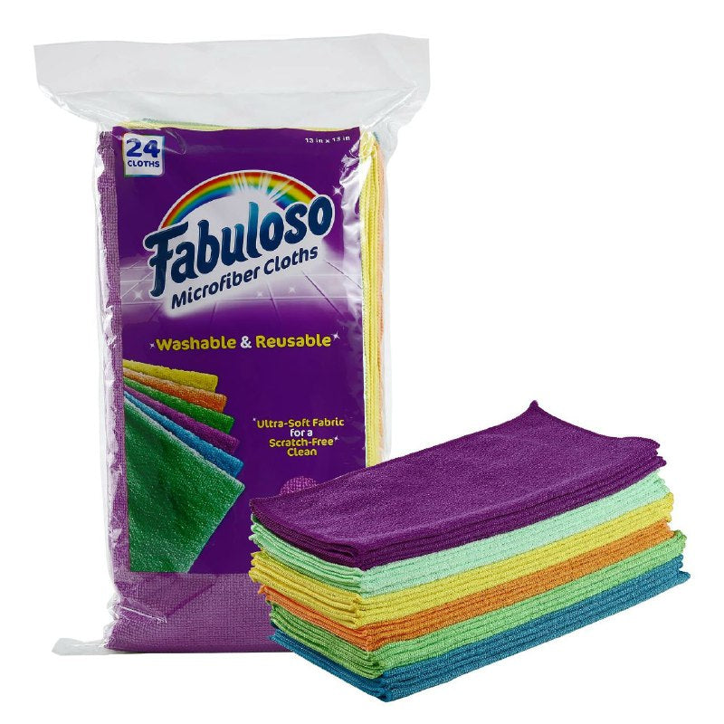 TRAPO DE MICROFIBRA MULTIUSOS EN PAQUETE DE 24 PIEZAS FABULOSO 33.02CM X 33.02CM