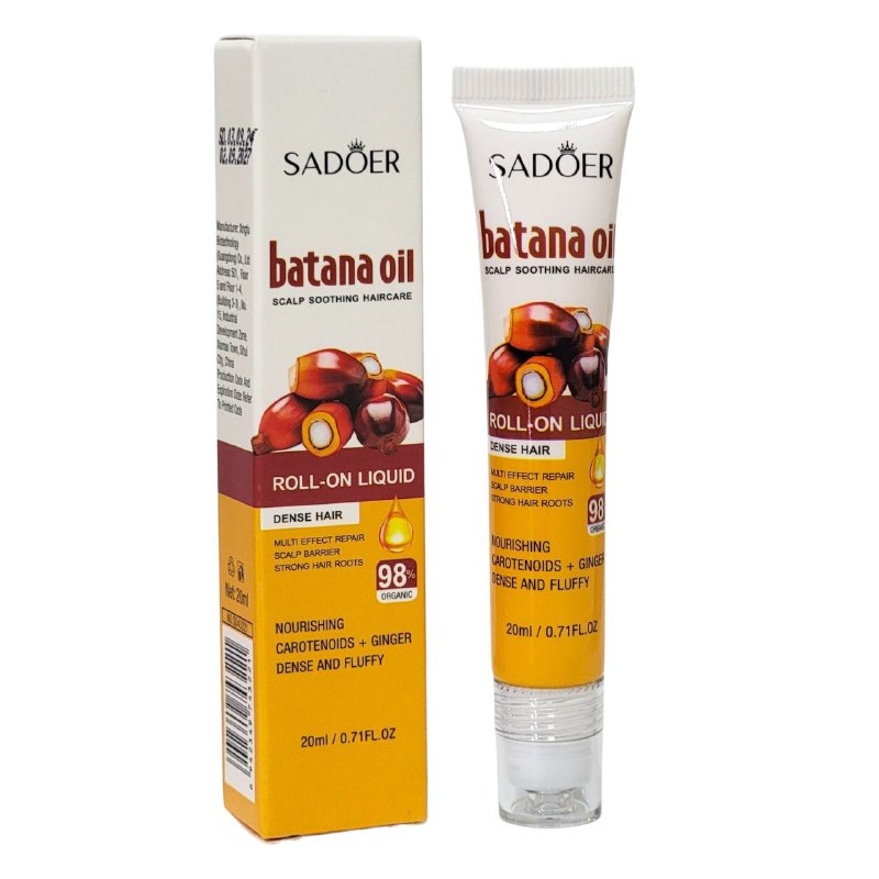 ACEITE PARA EL CABELLO EN ROLL-ON REVITALIZANTE PARA EL CRECIMIENTO CON ACEITE DE BATANA PURO SADOER 20ML