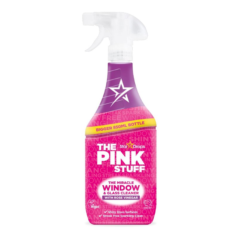 SPRAY LIMPIADOR MILAGROSO DE VENTANAS Y CRISTALES CON VINAGRE DE ROSAS THE PINK STUFF STAR DROPS 850ML