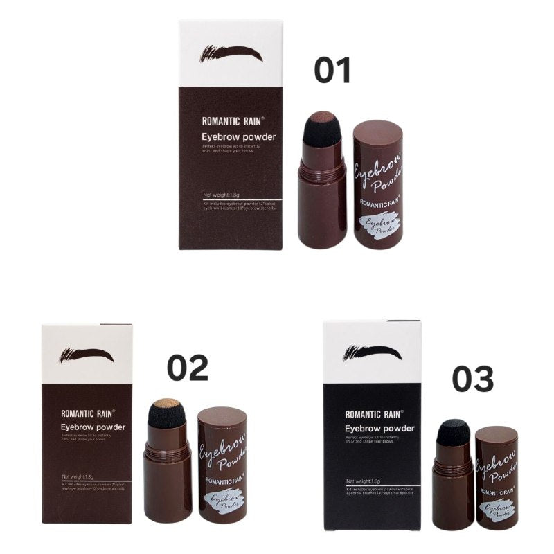 KIT PARA CEJAS PERFECTAS CON POLVO CEPILLOS Y PLANTILLAS DE CEJA 3 TONOS ROMANTIC RAIN 1.8G