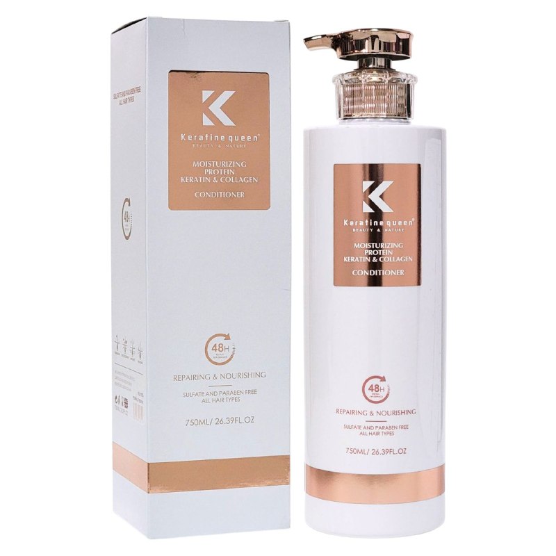 ACONDICIONADOR CON QUERATINA Y COLAGENO HIDRATA Y REPARA PROFUNDAMENTE EL CABELLO KERATINE QUEEN 750ML