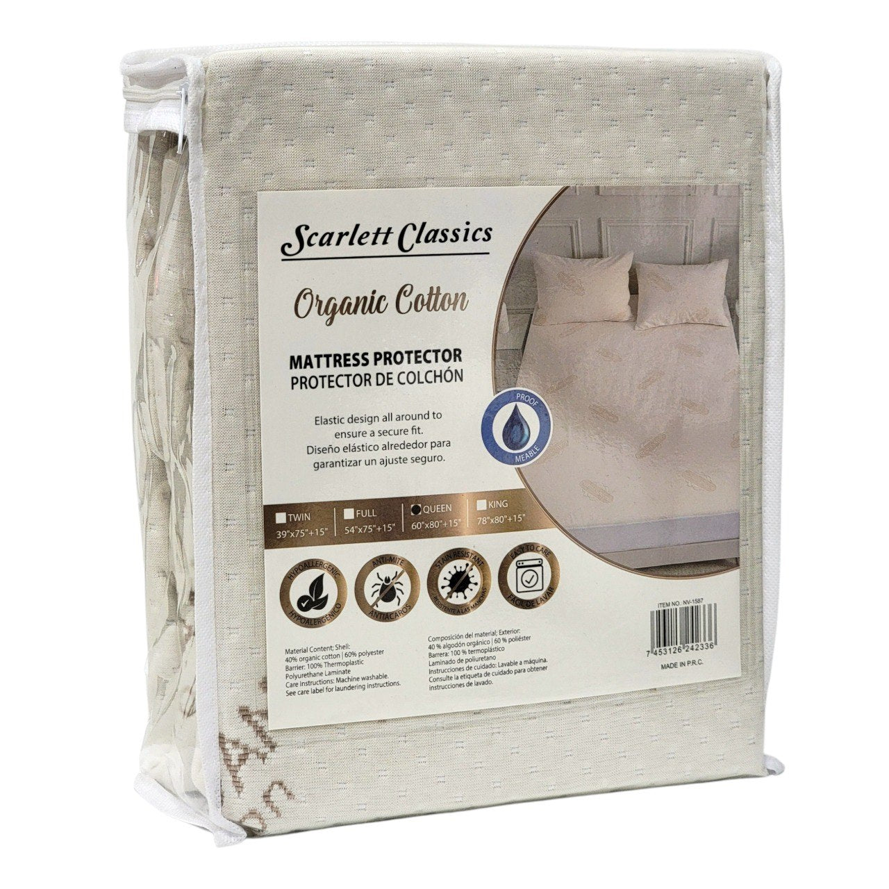 PROTECTOR DE COLCHON QUEEN SCARLET CLASSICS 152X203X38CM