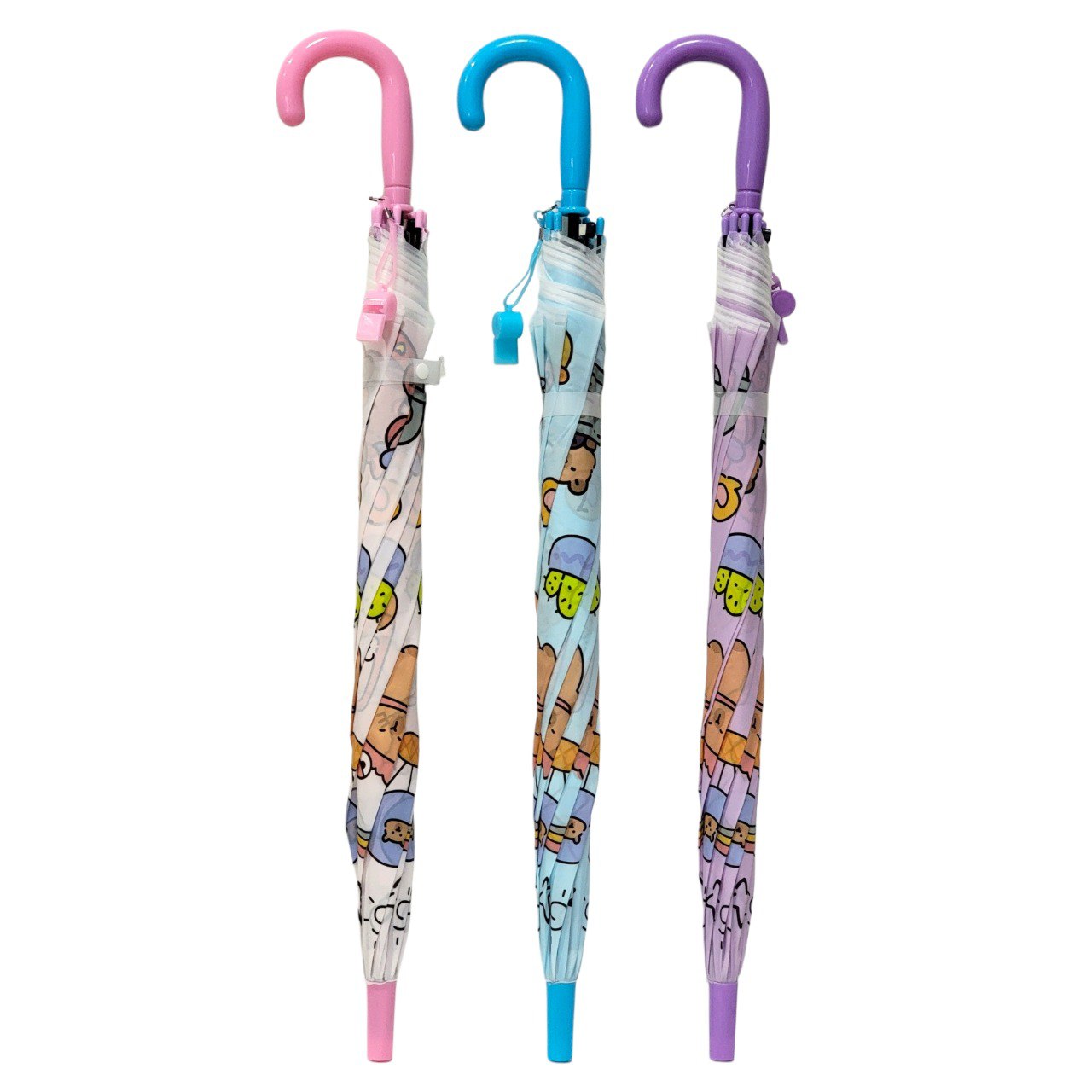 SOMBRILLA PARA NIÑOS CON DISEÑO DE CAPIBARA INCLUYE SILBATO 3 COLORES DISPONIBLES 66CM