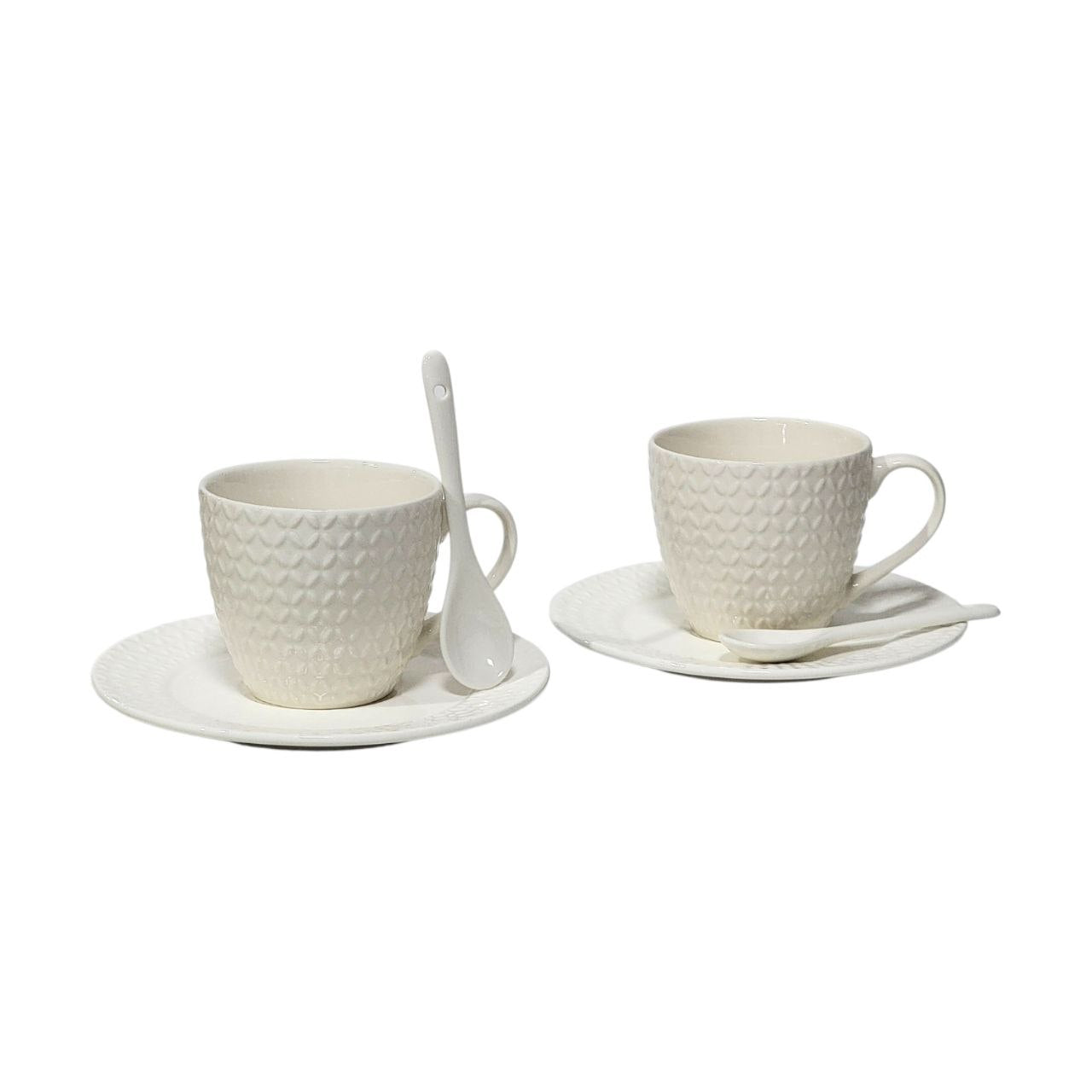 JUEGO DE TAZAS PLATOS Y CUCHARAS DE CERAMICA 6PCS
