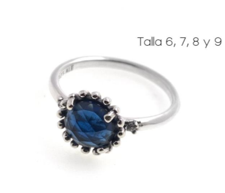 PANI1576 ANILLO PIEDRA AZUL, PLATA 925
