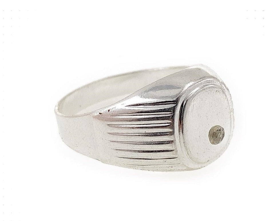 PANI1404ANILLO CABALLERO SELLOS LISOS, PLATA 925