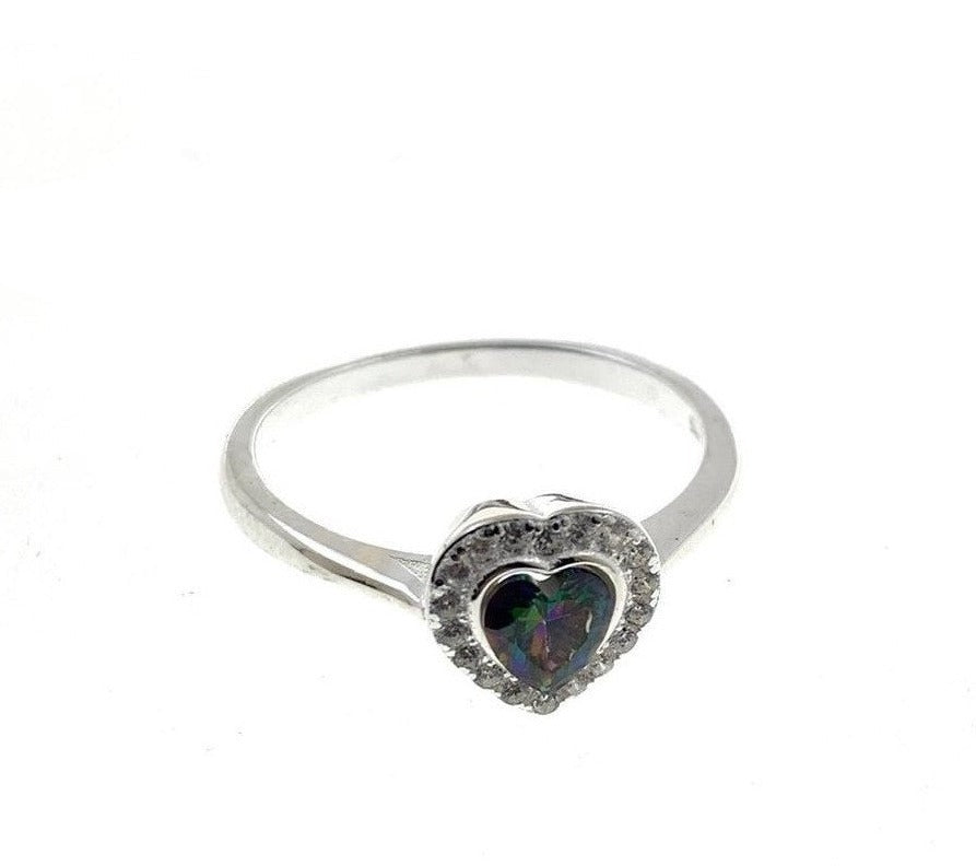 PANI1475 ANILLO PIEDRA DE CORAZON TORNASOL,PLATA 925
