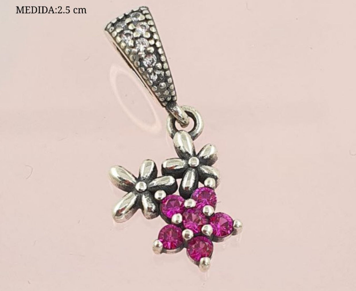 PCHARM2743#2 COLGANTE DE FLORES Y CIRCONES FUCSIA