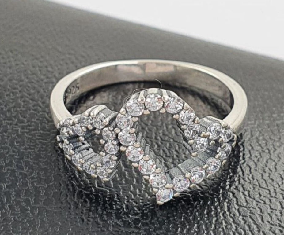 PANI1713 ANILLO CORAZON DOBLE, PLATA 925