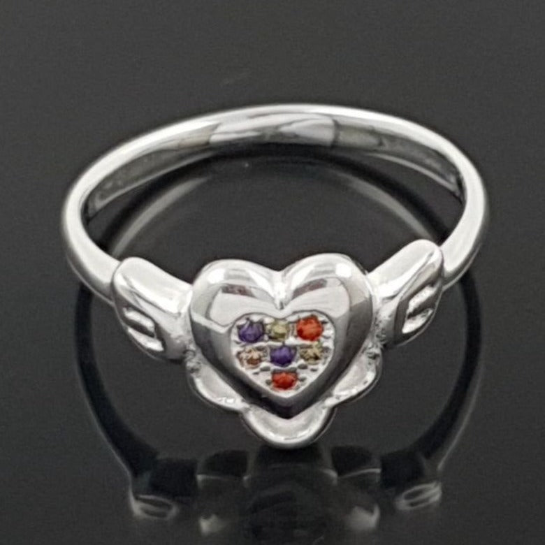 PANI1795A ANILLO CORAZON CON ALAS PLATA 925