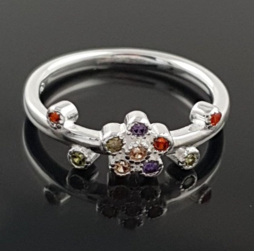 PANI1805A ANILLO DE FLOR DE CORCONES COLORES PLATA 925