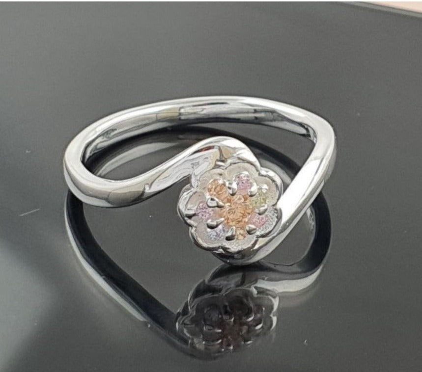 PANI1807C ANILLO FLOR CON CIRCONES DE COLORES PLATA 925