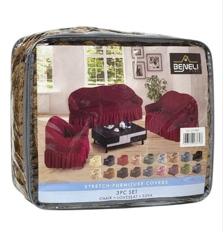 SET DE FORROS ELASTICOS DE MUEBLES, JUEGO DE 3 PIEZAS PARA MUEBLES VARIOS COLORES BENELI HOME