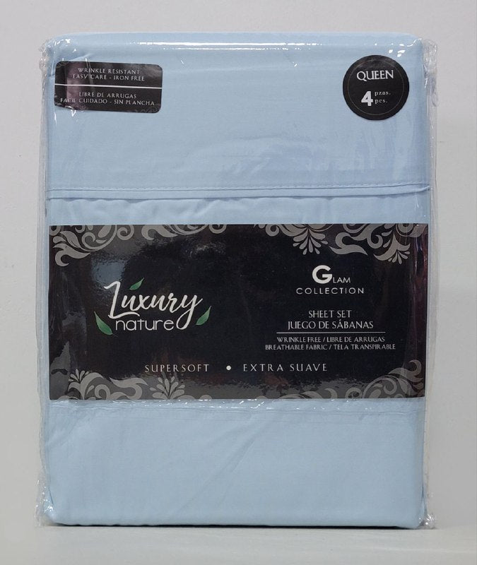 JUEGO DE SABANA CAMERA COMPLETO DE 4 PIEZAS QUEEN LUXURY NATURE GLAM COLLECTION