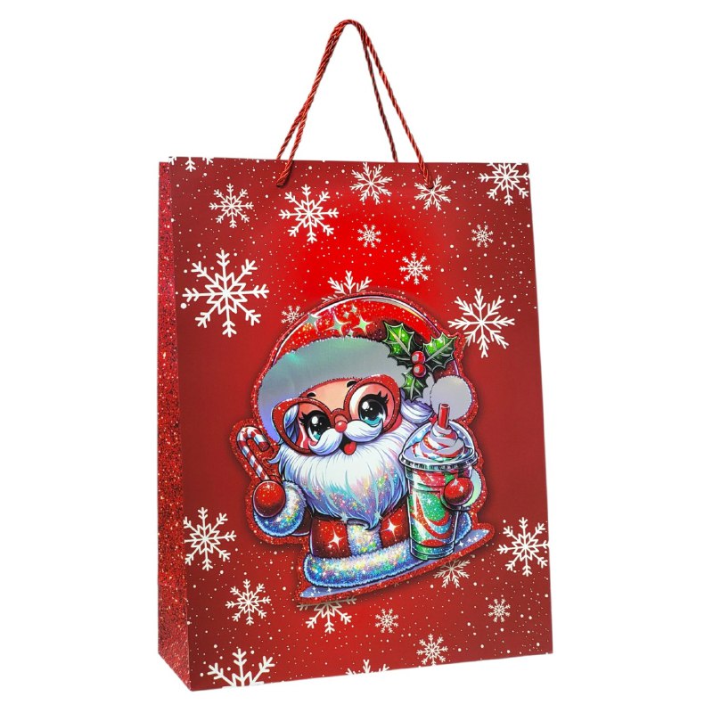 BOLSA DE REGALO NAVIDEÑA GRANDE 30X40X12CM, 4 ESTILOS