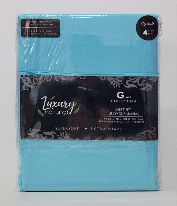 JUEGO DE SABANA CAMERA COMPLETO DE 4 PIEZAS QUEEN LUXURY NATURE GLAM COLLECTION
