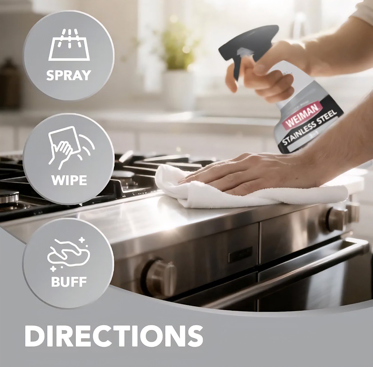 LIMPIADOR Y PULIDOR PARA SUPERFICIES DE ACERO INOXIDABLE WEIMAN 651ML