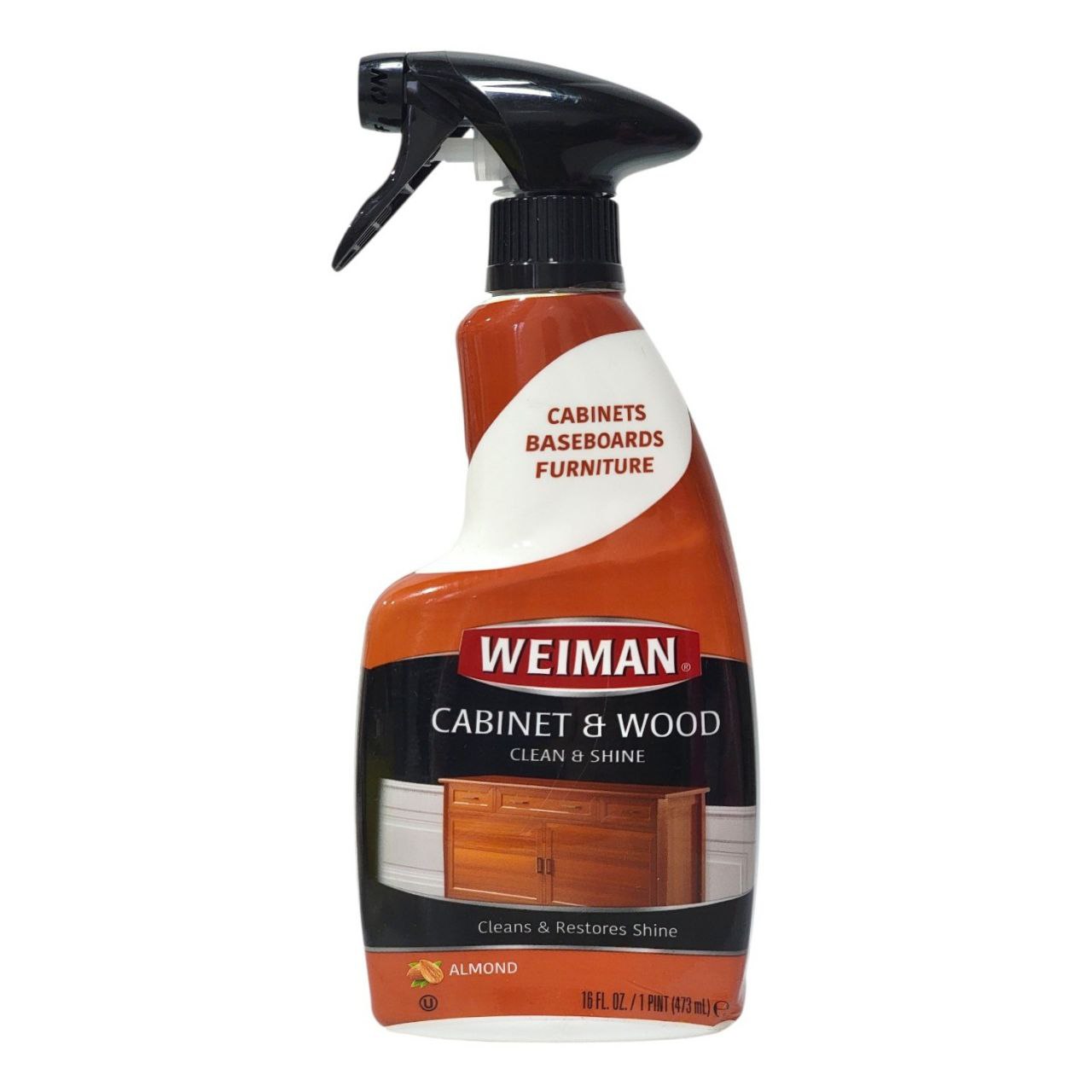 LIMPIADOR EN SPRAY PARA GABINETES Y SUPERFICIES DE MADERA DE TRIPLE ACCION AROMA ALMENDRA WEIMAN 473ML