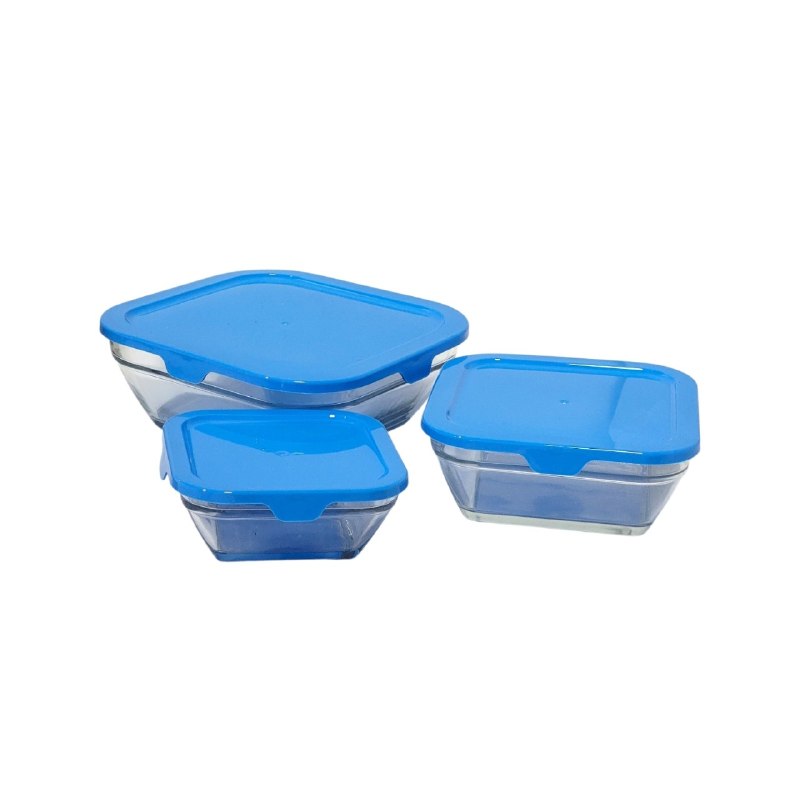 RECIPIENTES HERMETICOS DE VIDRIO EN SET PARA ALMACENAR ALIMENTOS KIMGLASS