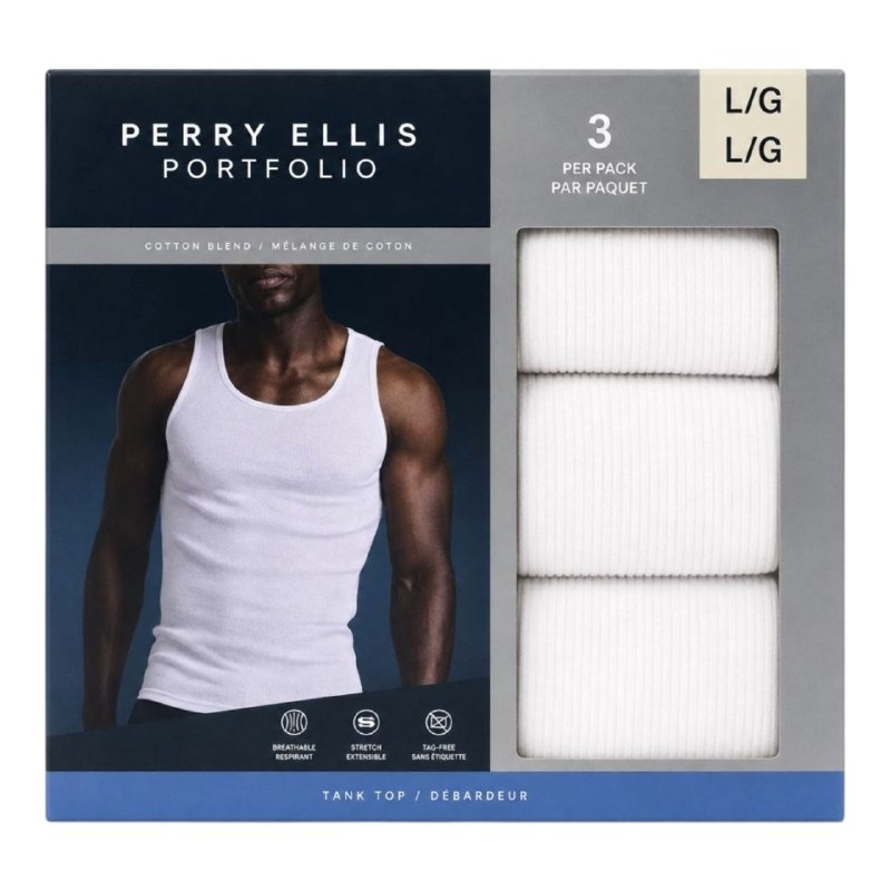 CAMISA CENTRO DE ALGODÓN PARA CABALLERO PERRY ELLIS 3 UNIDADES L