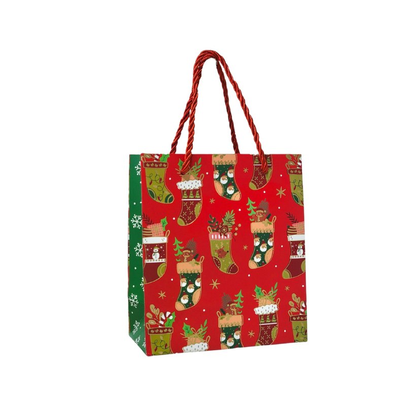 BOLSA DE REGALO NAVIDEÑA EXTRA PEQUEÑA 14X16X7CM