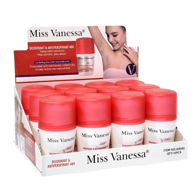 DESODORANTE PARA MUJERES ANTITRANSPIRANTE DE 48H OLOR A KARITE Y VAINILLA MISS VANESA 50ML DUPE DE VICHY