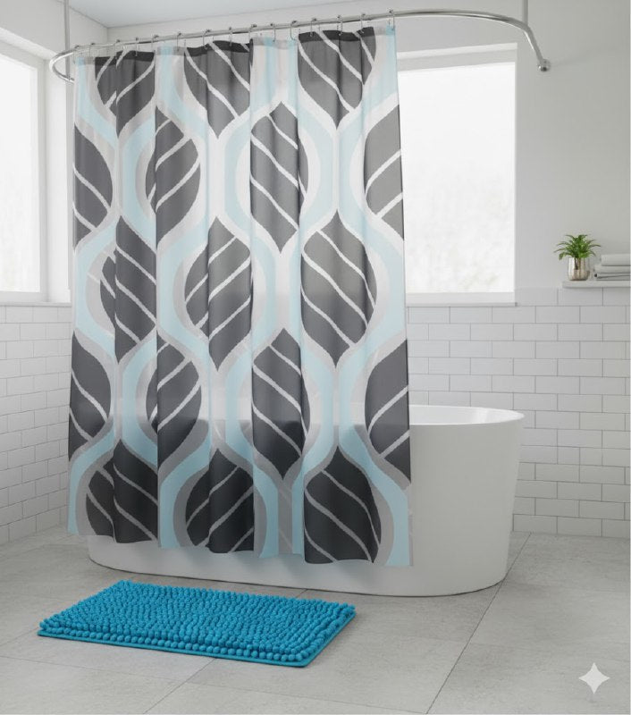 CORTINA DE DUCHA EN SET DE 2 PIEZAS TAPETE 40X60CM, CORTINA Y GANCHOS 180X180CM BENELI HOME
